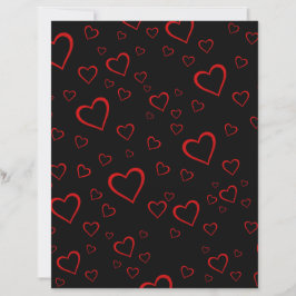 High Contrast Red Outline Hearts on Black Paper
