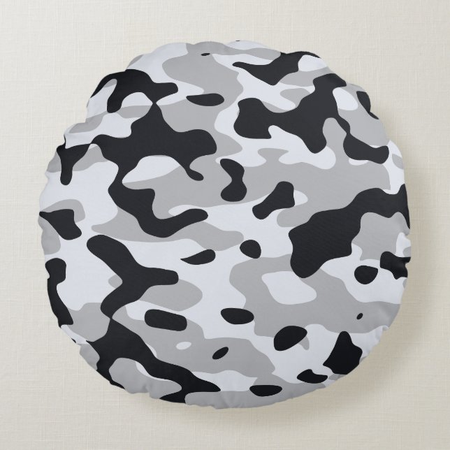 High contrast urban camouflage rund kudde (Framsidan)