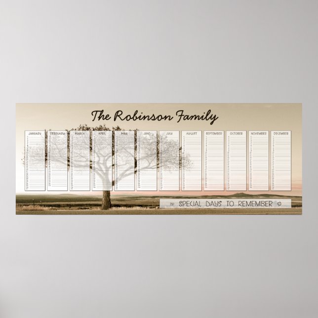 High Country Familj Evighetskalender Anpassad Poster (Framsidan)