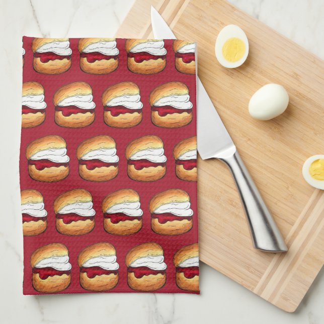 High Cream Tea Scone Sylt UK British Bakery Food Kökshandduk (Vikt i Fjärdedel)