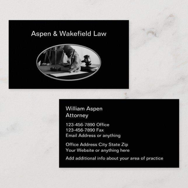 High End Attorney Jet Black Affärskort Visitkort (Fram/baksida)