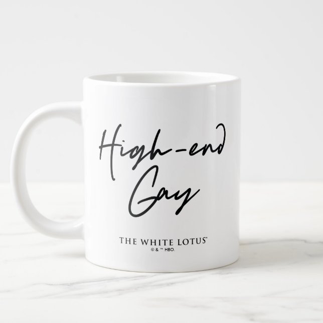 High-End Gay - den vita Lotus Jumbo Mugg (Vänster)