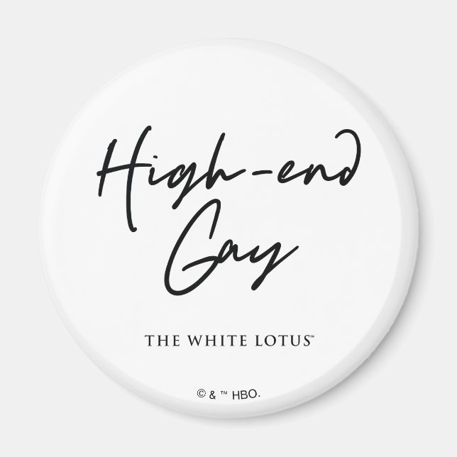 High-End Gay - den vita Lotus Magnet (Framsidan)