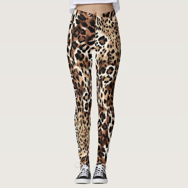High-Fashion Italian Leopard Print Aesthetic Wrap Leggings (Framsida)