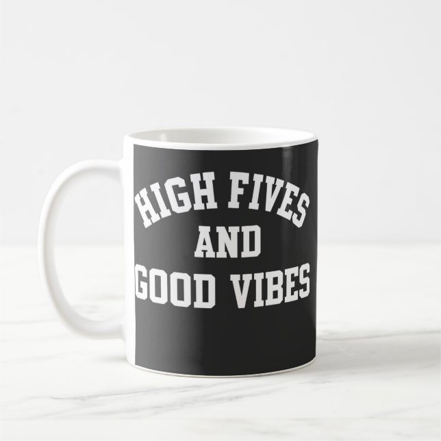 High Fives and Good Vibes Retro Coffee Mug Kaffemugg (Vänster)