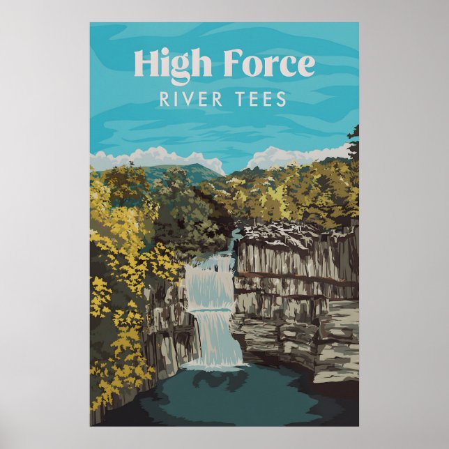 High Force Waterfall River Tees Travel Poster (Framsidan)