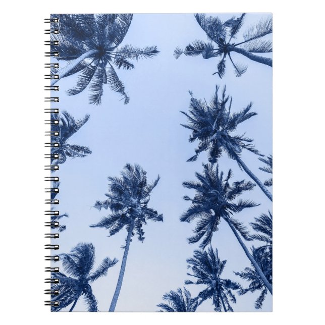 High handflatan träd, blå himmel. anteckningsbok (Framsidan)