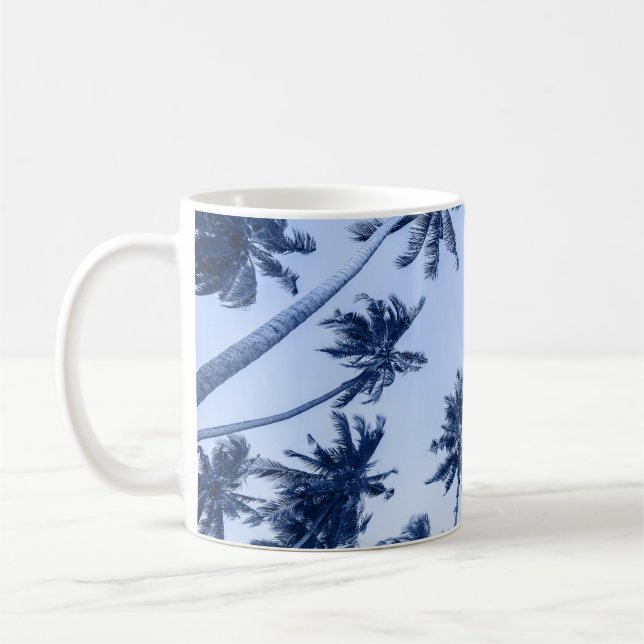 High handflatan träd, blå himmel. kaffemugg (Vänster)
