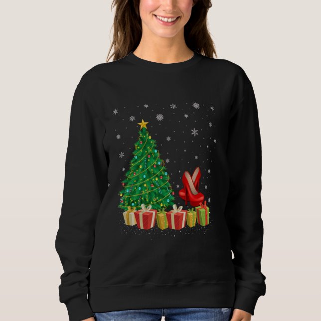 High Heel Julafton Träd Lighting Santa Hat High He T Shirt (Framsida)