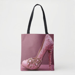 High Heel Rosa Designer Mode Shoe Tygkasse
