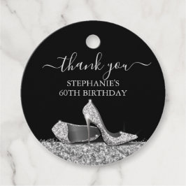 High Heel Shoe Birthday Silver Black Gåvor Etiketter