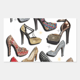 High Heel Shoe Collage Gnistra Mode Pumps Rektangulärt Klistermärke