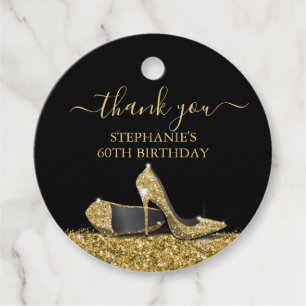 High Heel Shoe Guld Black Birthday Gåvor Etiketter