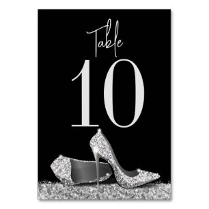 High Heel Shoes Elegant Modern Silver Black Bordsnummer