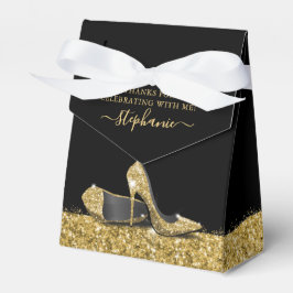 High Heel Stiletto Shoe Black Guld Birthday Presentaskar