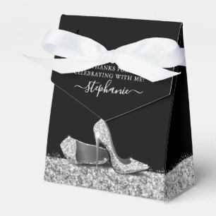 High Heel Stiletto Shoe Black Silver Birthday Presentaskar