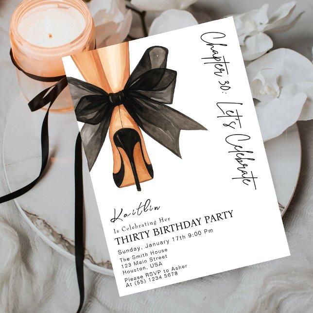 High Heels Black Bow Thirty 30th Birthday  Inbjudningar (Skapare uppladdad)