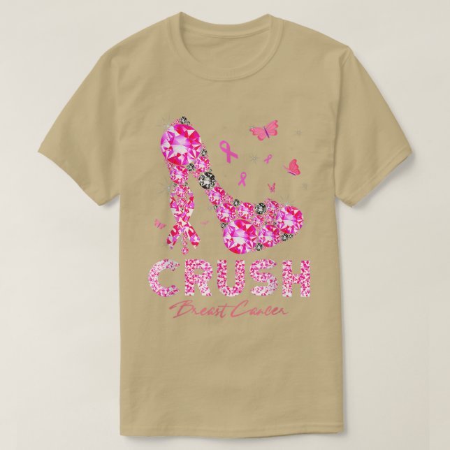 High Heels Crush Breast Cancer Awareness Pink Ribb T Shirt (Design framsida)