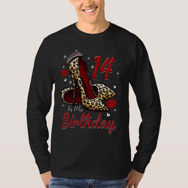 High Heels Stepping Into My 14th Birthday 14 and F T Shirt (Framsida)