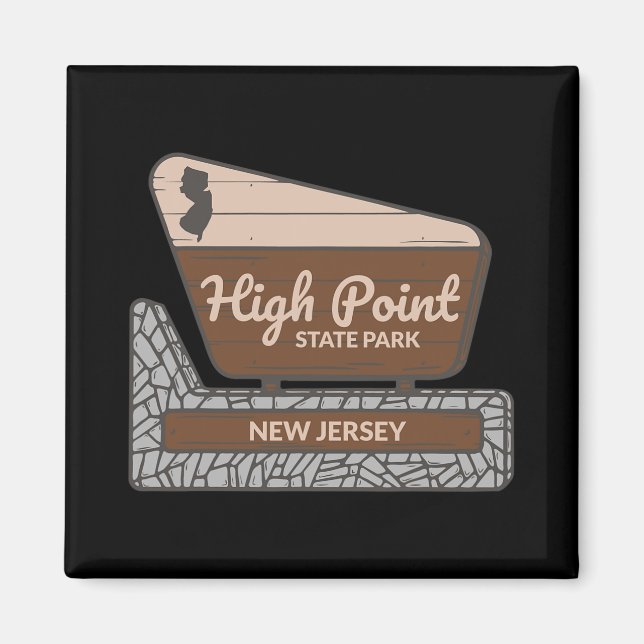 High Int State Park New Jersey Välkomstskylt Souve Magnet (Framsidan)