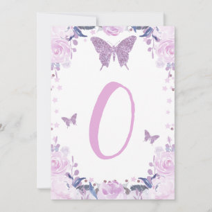 High Lila Butterfly 1:a födelsedagen Brev Inbjudningar