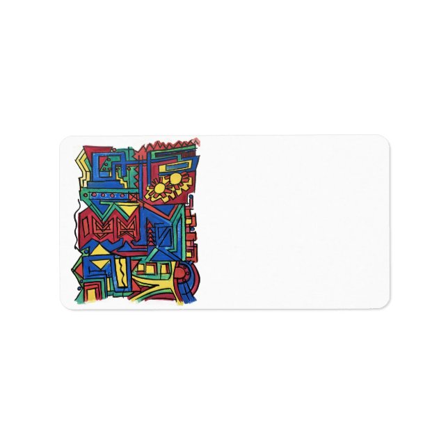 High Noon-Hand-målad Abstrakt Art Adressetikett (Framsidan)