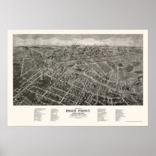 High Point, NC Panoramic Karta - 1913 Poster