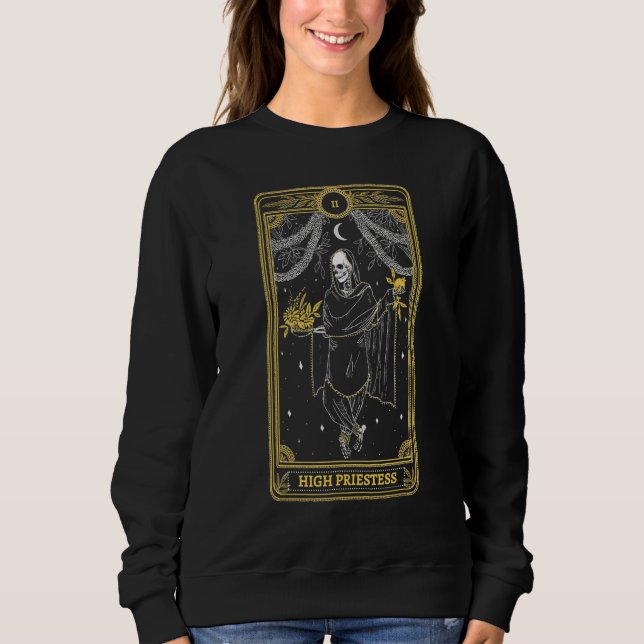 High Priestess Tarot Card Occult Gothic Astrology  T Shirt (Framsida)