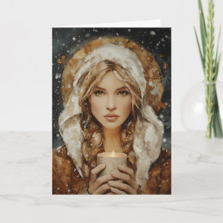 High Priestess With Candlelight Winter Solstice  Helgkort