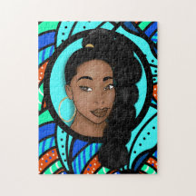 High Puff Ponytail, Natural Beauty, Blue Abstrakt