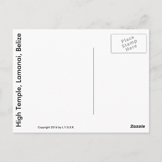 High Pyramid, Lamanai, Belize Postcard Vykort (Baksida)