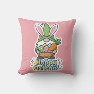 High-quality "Hoppy Easter" gnome illustration Kudde