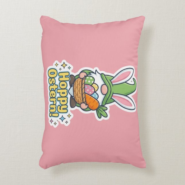 High-quality "Hoppy Easter" gnome illustration Prydnadskudde (Framsidan(Vertikal))