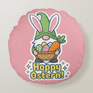High-quality "Hoppy Easter" gnome illustration Rund Kudde
