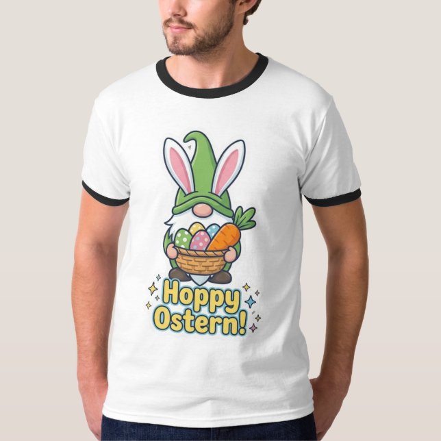 High-quality "Hoppy Easter" gnome illustration T Shirt (Framsida)