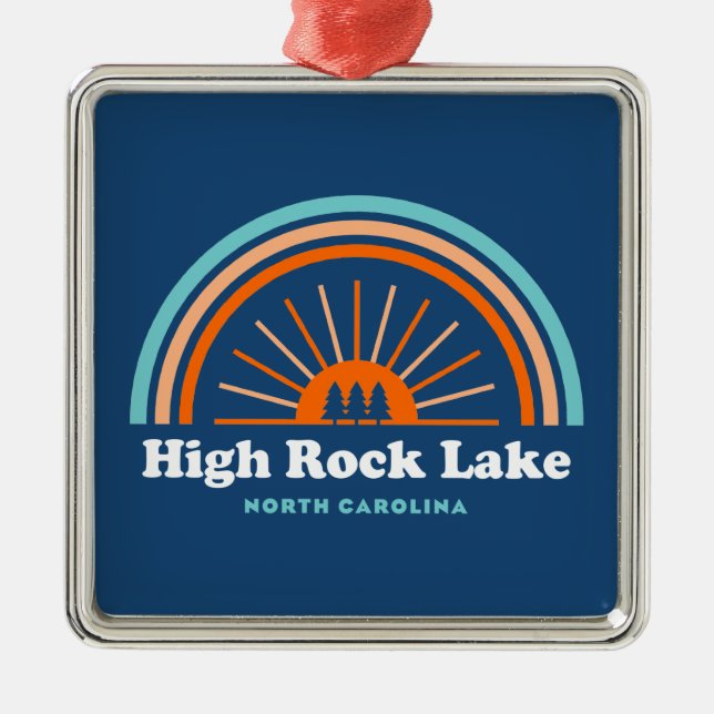 High Rock Lake North Carolina Regnbåge Julgransprydnad Metall (Framsidan)