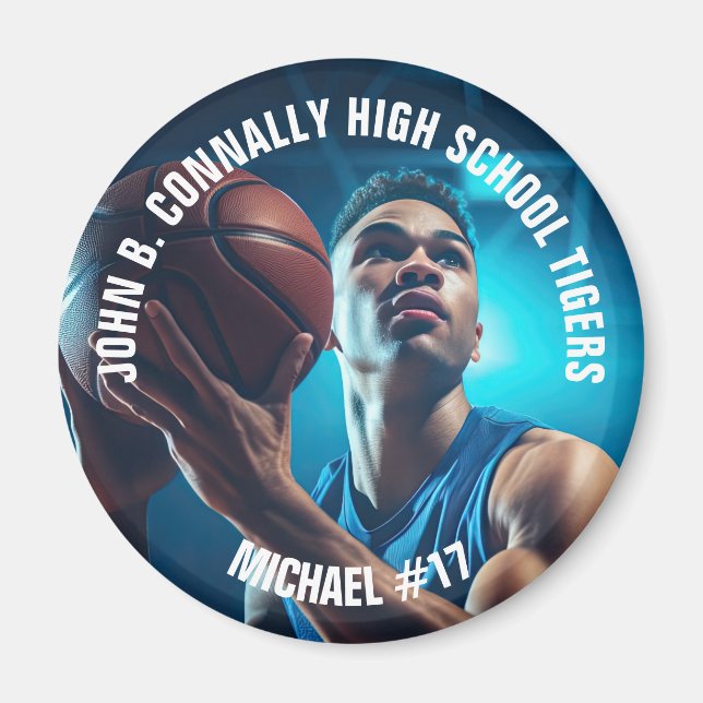 High School Basketball Player Photo Keepsake Magnet (Framsidan)