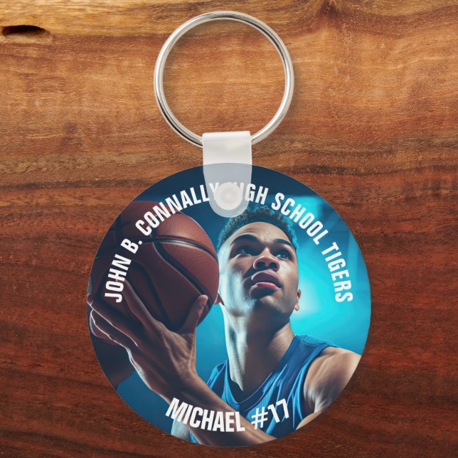 High School Basketball Player Photo Keepsake Nyckelring (Framsida)