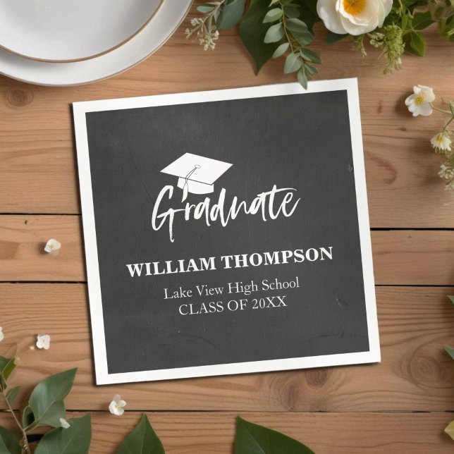 High School Chalk Black & White Grad Party Pappersservett (Skapare uppladdad)