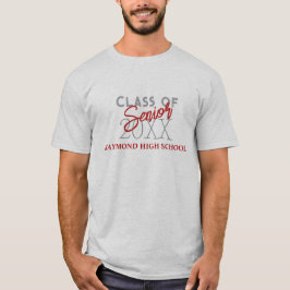 High School Class of 20XX Silvery & Cranberry Red T Shirt
