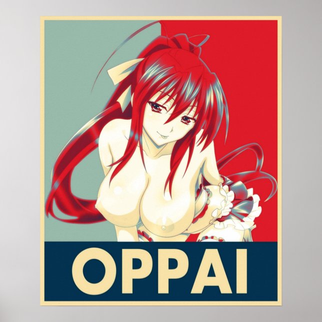 High School DxD Akeno Himejima Oppai Pop Art Poster (Framsidan)