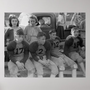 High School-fotboll, 1941. Gammalt foto Poster
