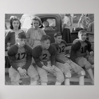 High School-fotboll, 1941. Gammalt foto Poster