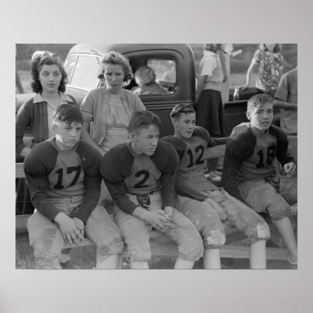 High School-fotboll, 1941. Gammalt foto Poster (Framsidan)