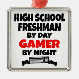 High School Freshman by Day Gamer by Night Julgransprydnad Metall