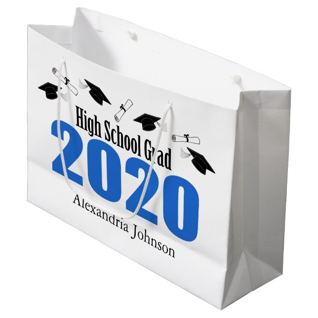 High School Grad 2020 Studenten Gift Bag (blått) (Framsidan Vinklad)