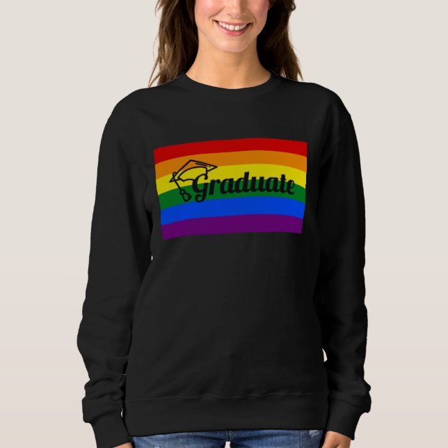 High School Graduate College Gay Pride Flag T Shirt (Framsida)