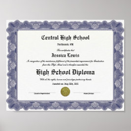 High School Keepsake Graduation Diploma Poster