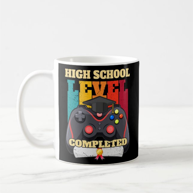 High School Level Complete Funny Gamer Graduation Kaffemugg (Vänster)