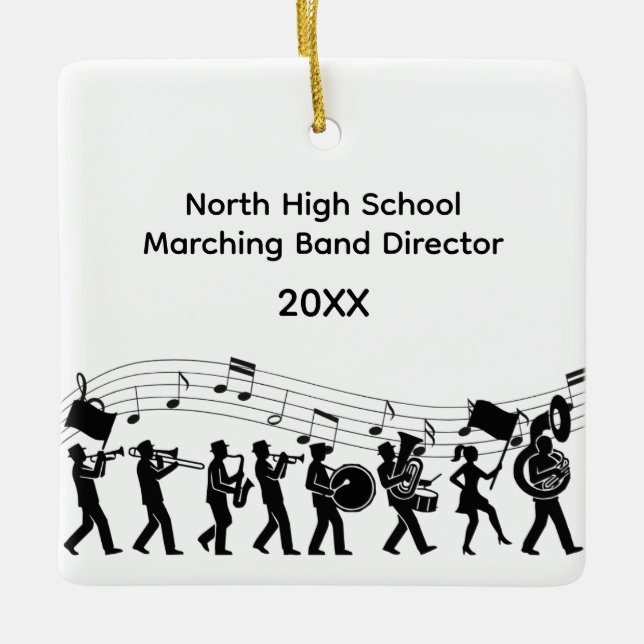 High School Marching Band Dirigent Julgransprydnad Keramik (Framsida)